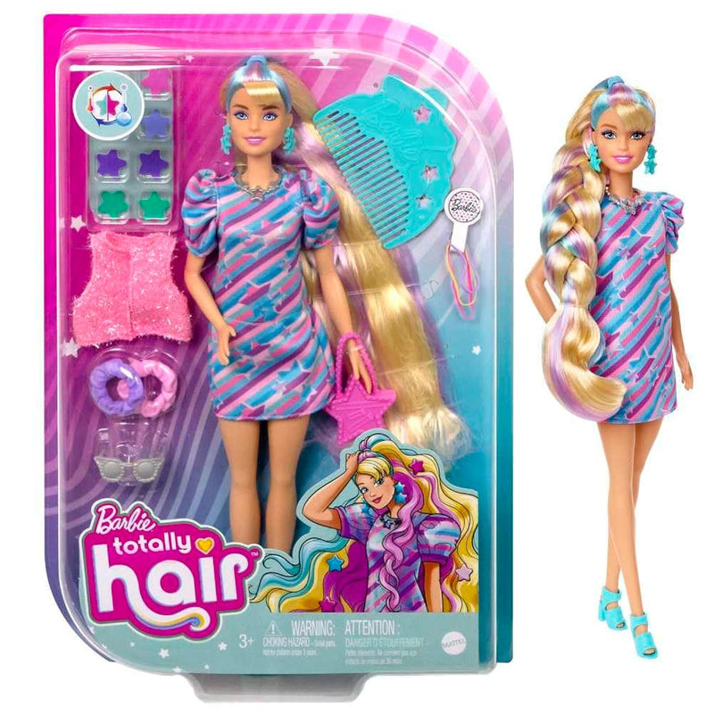 Barbie Totally Hair Doll, Star-Themed with 8.5-inch Fantasy Hair & 15 Styli