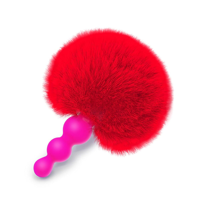 Small Rabbit Tail Anal Plug?Silicone Anal Sex Toys For Beginners?Butt Plug For Cospaly?Small Size For Long Time Comfortable Wear (Red)