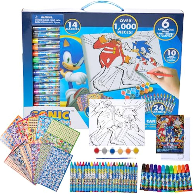 Sonic the Hedgehog Color and Paint Activity Art Set with Canvas, 1000 Pieces