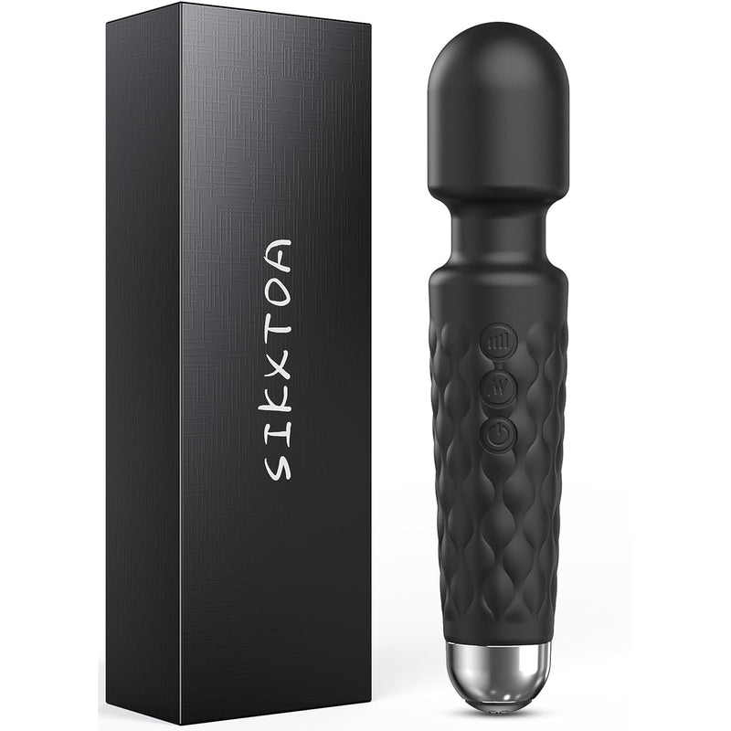 Vibrator Wand, Female Adult Sex Toys, Vibrators For Her, Wand Massager, Clit Stimulator Sex Toy, Dildo, With 8 Speeds Of Pleasure & 20 Patterns, Powerful, Waterproof (Black)