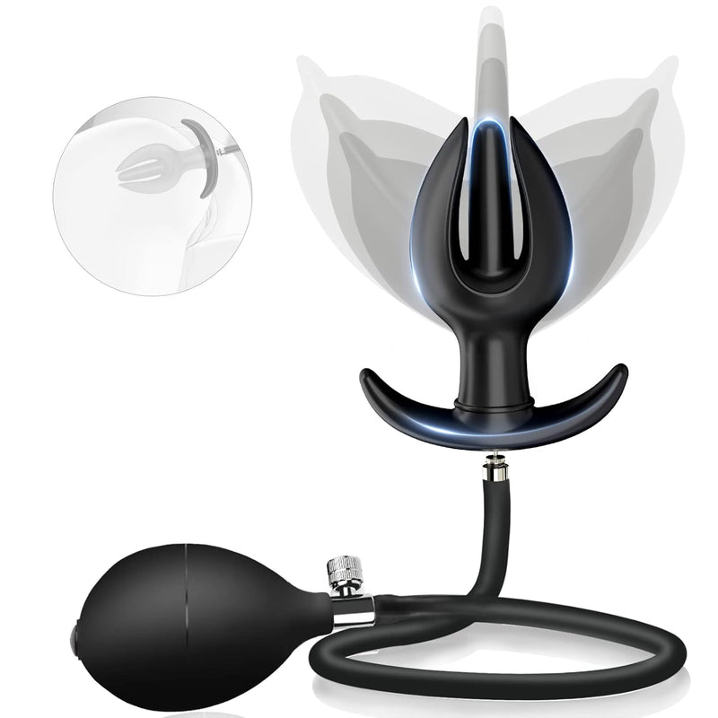 Expand Silicone Inflatable Anal Plug Adult Toys, Oversized Enema Training Butt Plug Anal?Male Sex Toy For Men Women Beginners Black