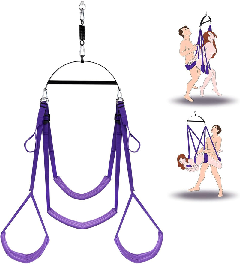 2-in-1 Sex Swing with Adjustable Straps – Door & Ceiling Love Sling, Supports 650 lbs