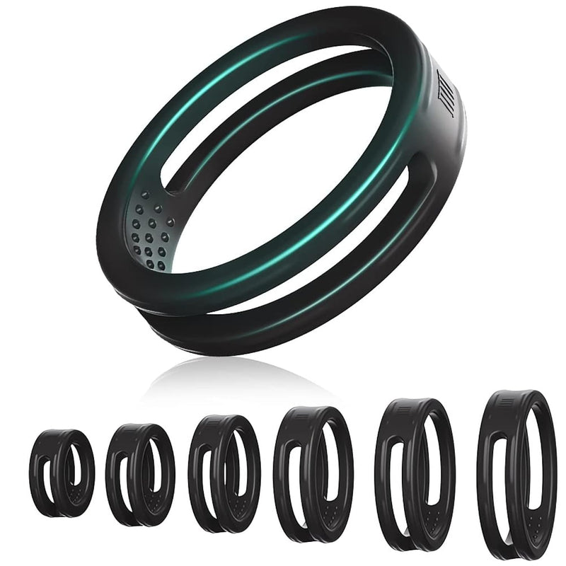 Silicone Cock Ring Kit 6 Pcs Penis Delay Ring With Double Hollow Design Erection Enhancement Sex Toys With Internal Anti-Slip Bumps For Men Delay Ejaculation