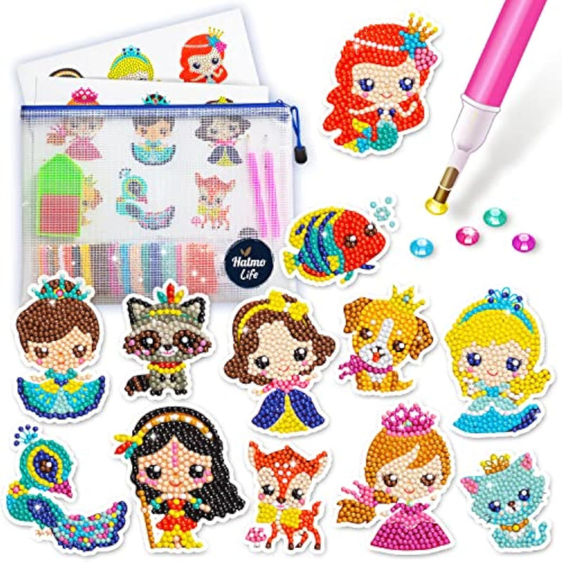 Princess Diamond Art Sticker Kit for Kids & Beginners, DIY Gem Craft by Numbers