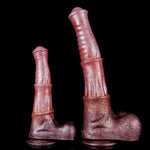 Lifelike Giant Silicone Horse Dildo 13.87in with Suction Cup - Brown L