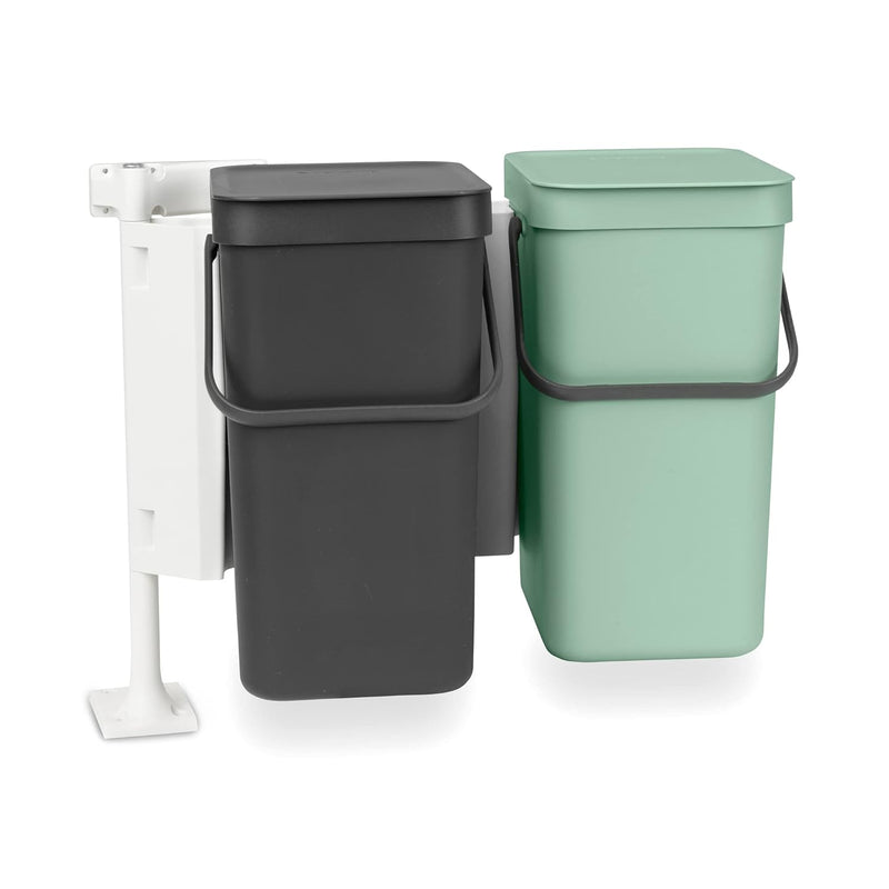 Sort & Go Built-In Cupboard Recycling Cans (2 X 3.2 Gal/Dark Gray & Jade Green)