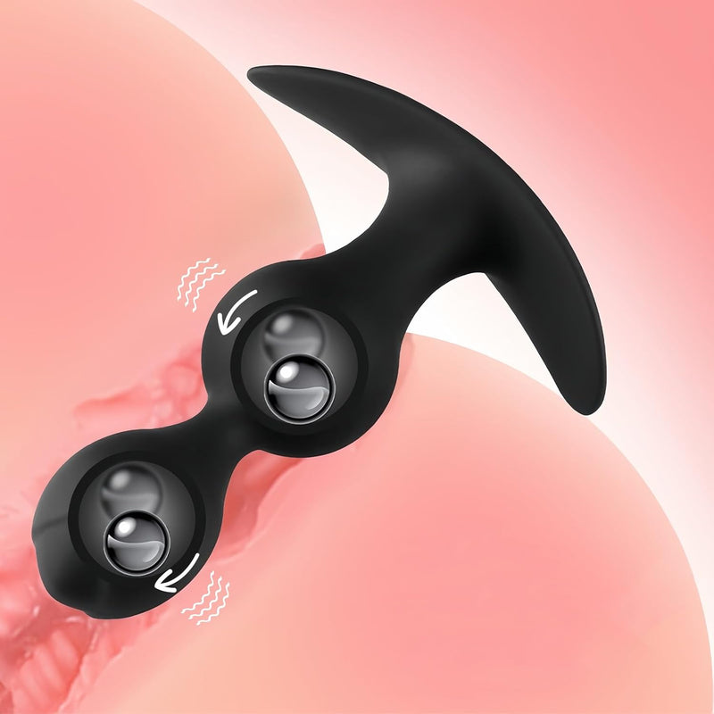 Dual-Ball Anal Plug With Internal Rolling Beads - Enhanced Sensory Stimulation Through Vibrations On Impact - Body-Safe, Comfort-Fit & Unique Design For Ultimate Pleasure, Outdoor Wearable