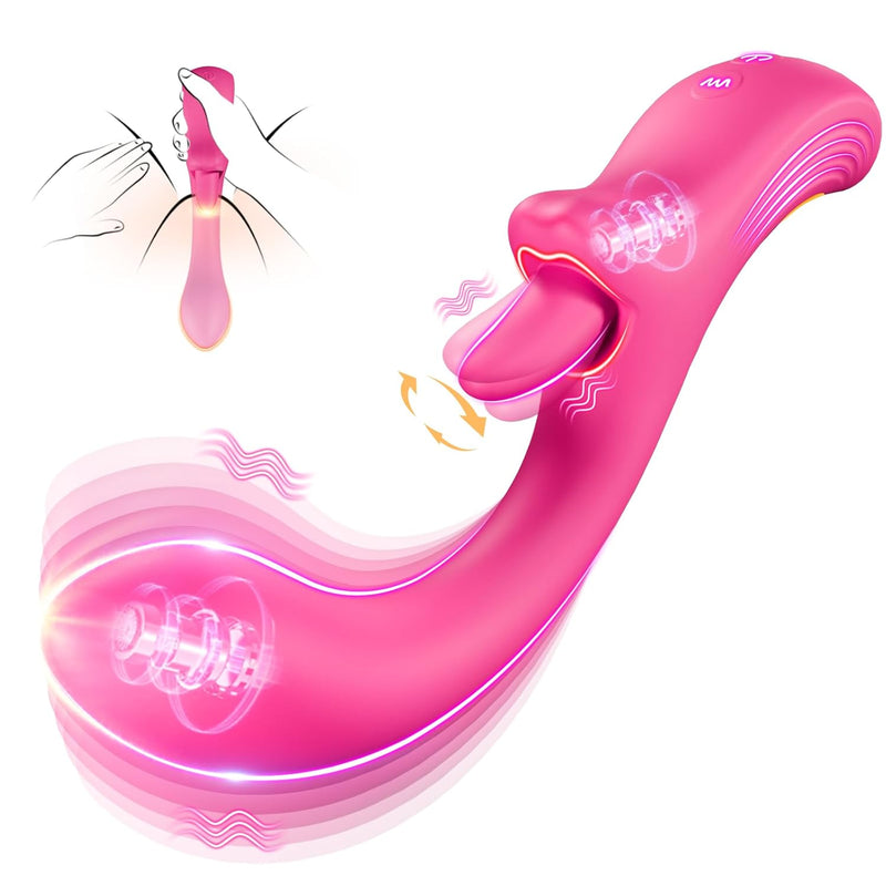 Womens Sex Toy Dildo Vibrator, G Spot Vibrator Lip Tongue Licker Rotating For Female Clitoral Vagina Anal Sex, 5 Licking & Vibrating Modes, Rabbit Vibrator Nipple Massager Adult Sex Toys & Game Couple