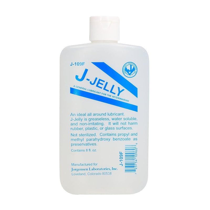 J-Jelly Veterinary Lubricant | Smooth, Clear Gel For Safe Obstetrical & Rectal Care With Methylcellulose Formula | Perfect For Dogs, Cats, Small Pets | Reusable Flask Trusted By Vet | 8 Oz