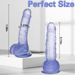 Clear Purple Realistic Dildo, 7.3 Inch Feels Like Skin Body-Safe Material, With Strong Suction Cup For Hands-Free Play, Adult Sex Toys Suitable For Women Men Gay ? Couple