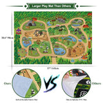 12 Pcs Safari Animals Figures Toys W/ 57X38.6’’ Large Activity Play Mat, Realistic Jumbo Jungle Wild Zoo Animals Figurines Playset W/Elephant, Giraffe, Lion For Kids Boys
