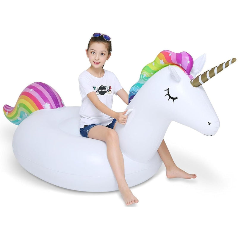 Jasonwell Big Inflatable Unicorn Pool Float Floatie Ride On with Fast Valve
