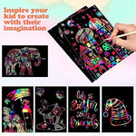 60 Pcs Rainbow Scratch Art Paper for Kids, Magic Black Scratch Pads & Craft Supplies