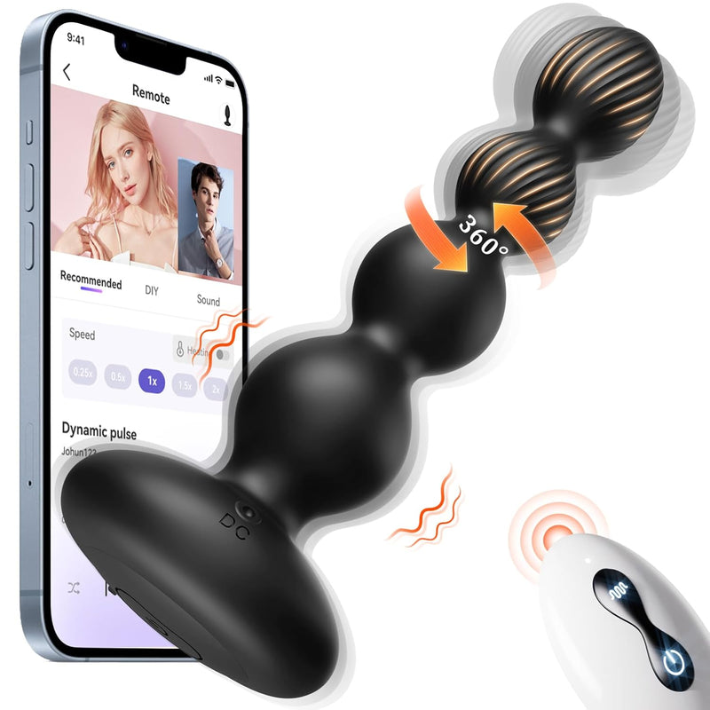 Anal Plug Sex Toys For Men - 360° Rotating Vibrating Butt Plug 10 Modes Prostate Massager With App Remote Control, Adult Sex Toys For Male Anal Toys Beads, Anal Dildo Vibrator Female Sex Toy