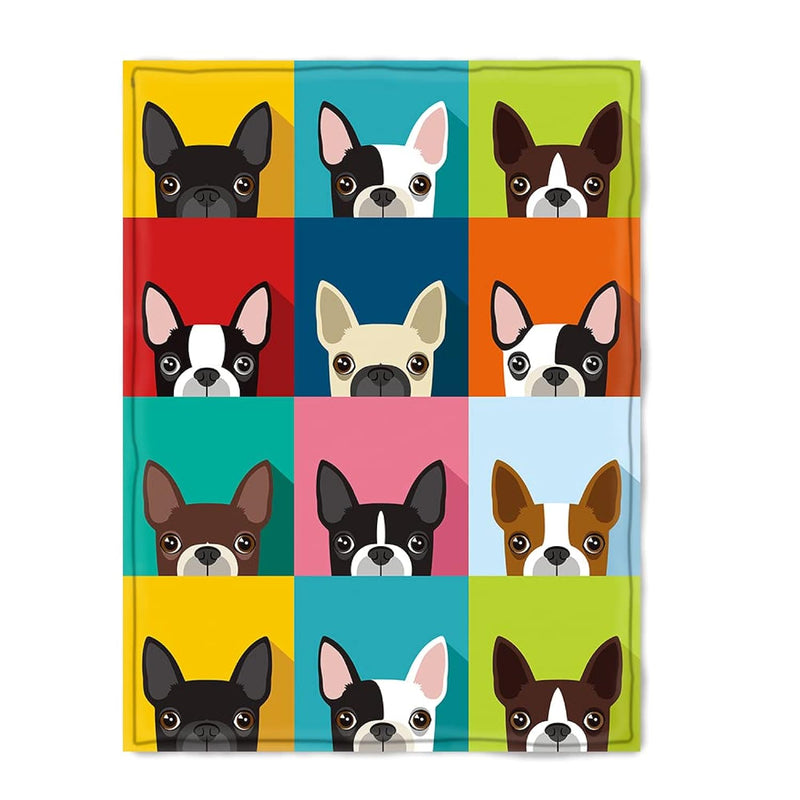 Boston Terrier Dog Print Soft Luxury Blanket Throw Lightweight Flannel Blanket