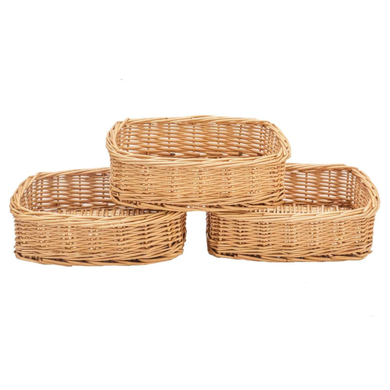 Rectangle Small Wicker Baskets For Sundries 3Pcs Storage Bins.