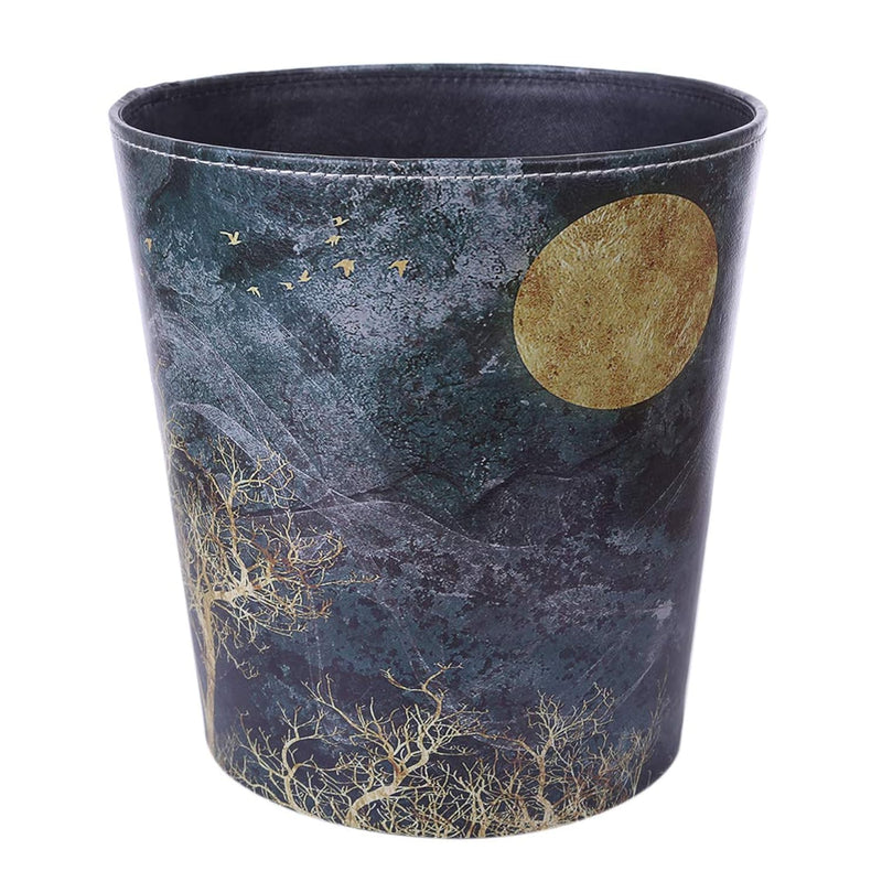 Trash Can, 10L/2.64 Gallon Pu Leather Wastebasket, Decorative Waterproof Paper B