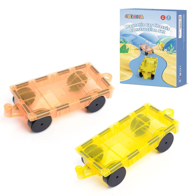 2 Pcs Magnetic Cars Truck Compatible With Magnetic Tile, Kids Educational B