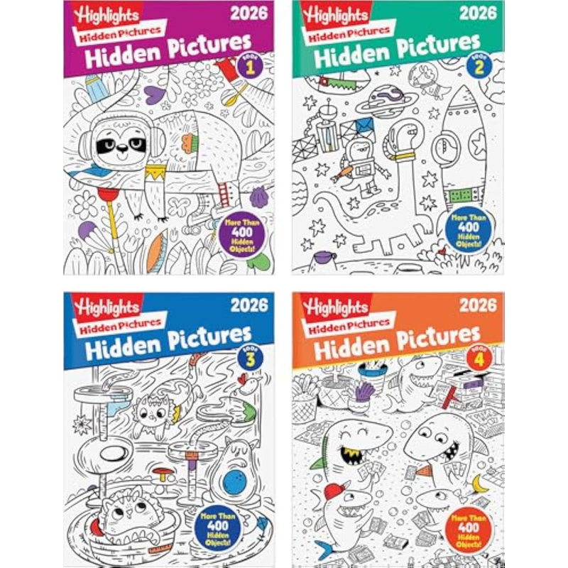 4 Pack Hidden Object Puzzle Books for Kids Ages 6+, Seek & Find Activities