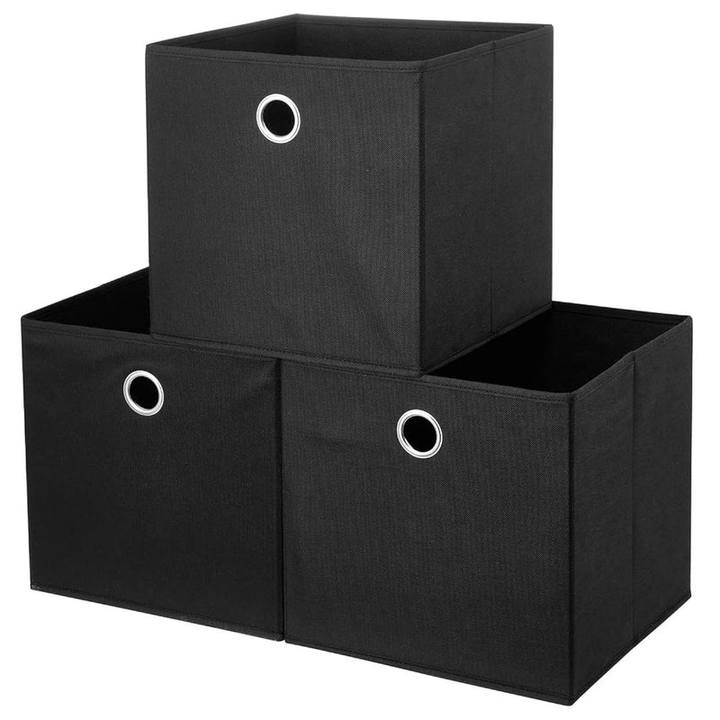 Black Storage Cube Bins 11X11X 11 Inch Cubes Organizer Storage Bins Foldable Fab
