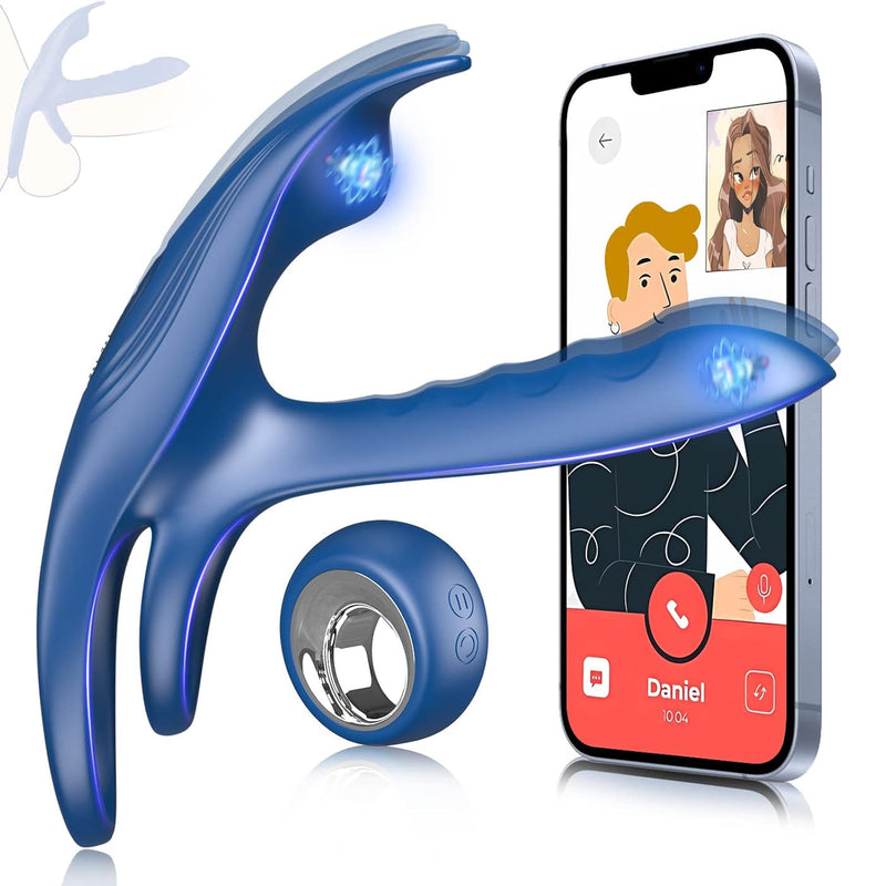 Vibrating Cock Ring App Controlled Vibrator, Silicone Penis Ring Couple Vibrator With 10 Modes G Spot & Clitoral Stimulator, Remote Control Long Distance Adult Sex Toys For Men Couples Black