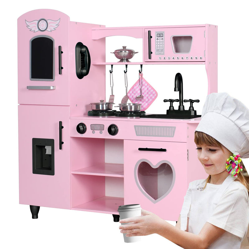 Play Kitchen, Pink Kids Kitchen Set For Girls Kitchen Set For Kids Ages 6 8 Gi
