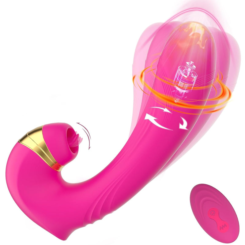 G Spot Vibrator 3 In 1 Wearable Vibrator Dildo With 10 Twisting & 10 Licking & 10 Powerful Vibration Waterproof And Rechargeable Adult Toys Adult Sex Toy With Clitoris Stimulator For Women And Couple