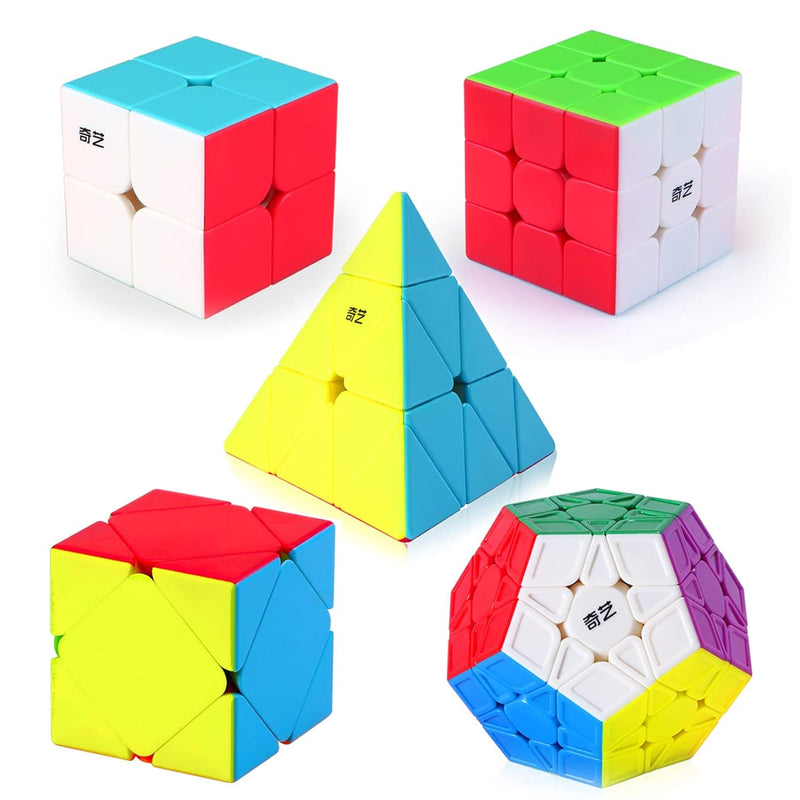 Speed Cube Set, [5 Pack] Magic Cube Bundle Of 2X2 3X3 Skew Megaminx Cube An