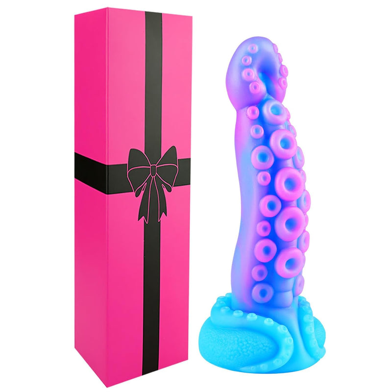 7" Beginner Small Monster Tentacle Dildo With Suction Cup, Silicone Fantasy Dragon Anal Plug, Realistic Tentacle Octopus Penis Conical Alien Dildo, Purple Blue G Spot Adult Sex Toy For Men Gay Women