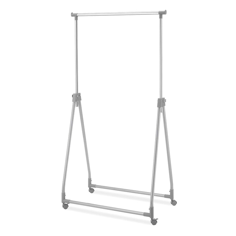 Foldable Garment Rack - Rolling Clothes Hanger - Adjustable Height,Silver