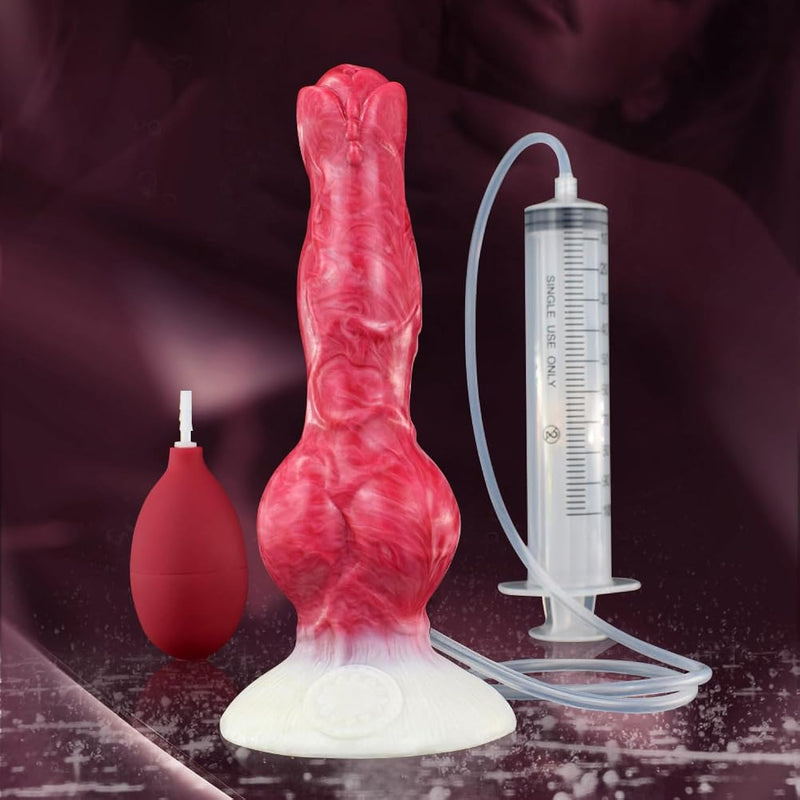 Squirting Dog Knot Dildo Realistic Silicone Wolf Ejaculating Pink Dildos With Suction Cup G Spot Simulated Animal Dildos Adult Sex Toys Penis Anal Plug For Men Women Couples