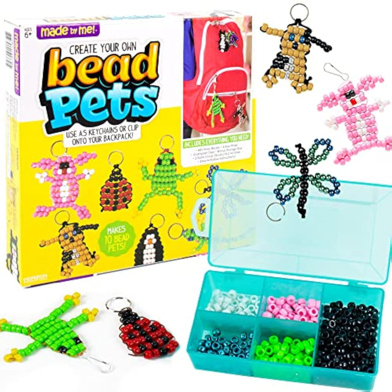 Create Your Own Bead Pets Kit with 600+ Pony Beads, 6 Key Rings & Storage Box