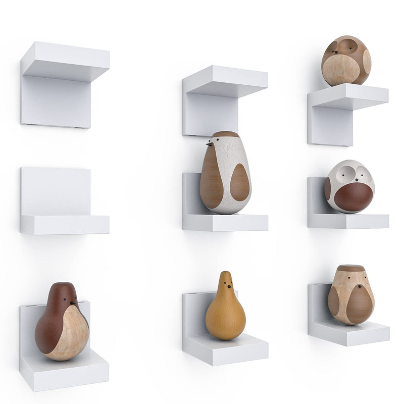 9-Pack Small Floating Shelves For Wall By Richerhouse, Plastic Display Ledges