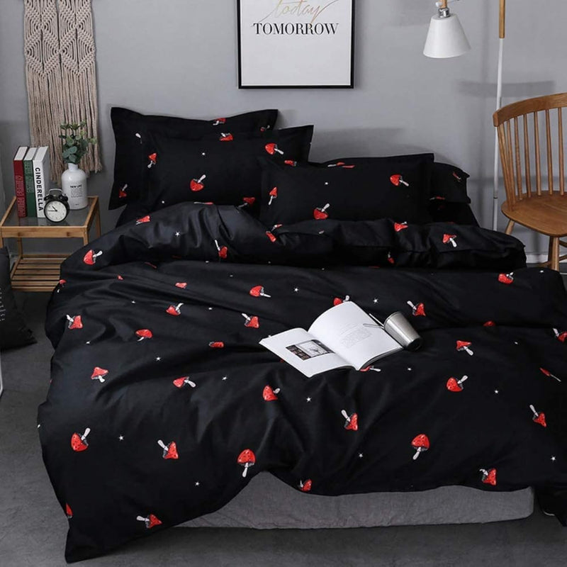 Mushroom Bedding Set Full Girls Cute Mushrooms Decor Duvet Cover Reversible Ka