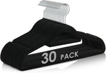 Velvet Hangers Non Slip Felt Hangers, 30 Pack Black Velvet Hangers Clothes Hangers Space Saving Slim Hangers with 360 Degree Swivel Hook for Suits Coats, Jackets, Pants, and Dress Clothes