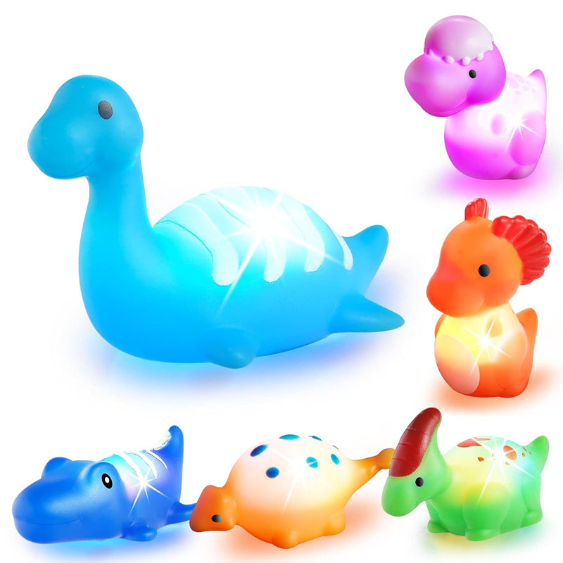 Bath Toys For Toddlers 1 3: 6 Packs Light Up Floating Dinosaur Baby Toddler