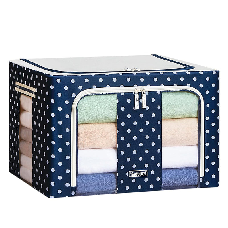 Oxford Fabric Storage Box With Steel Frame,Foldable Stackable Container Organize