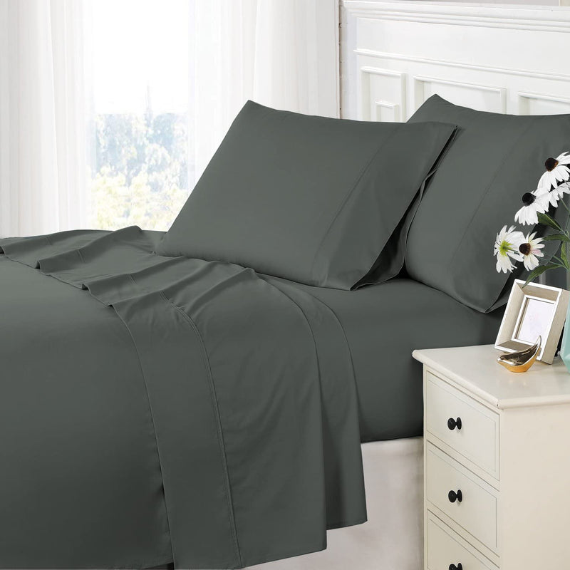 800 Thread Count Cotton California-King-Sheet-Set Dark Grey, 100% Long-Staple-