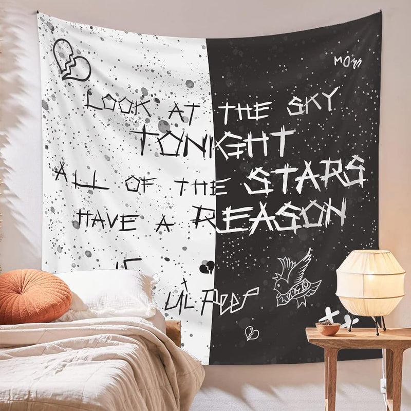 Rapper Wall Tapestry Lil Peep Tapestries Juice Wrld Black And White Star Tapes