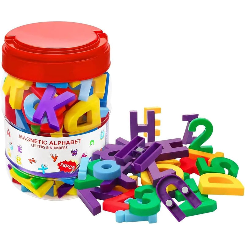 Magnetic Letters And Numbers Toy Set: Strong Magnetic 78 Pcs Colorful Alpha