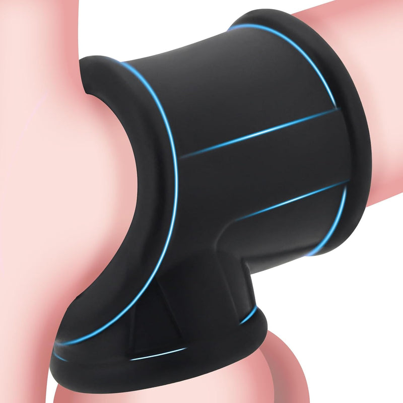 Penis Ring Ball Stretcher For Men - Black Silicone Stretchy Cock Ring For Longer Harder Stronger Erections - Erection Enhancing Sex Toy