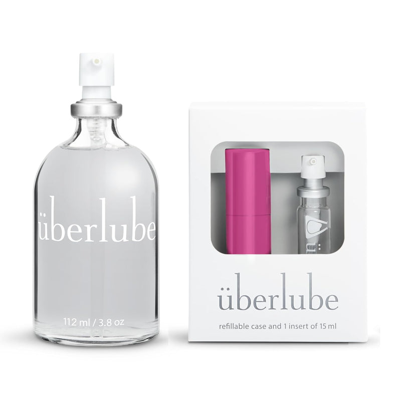 Home And Travel Bundle - Pink Travel Lube Kit + 112Ml Bottle Silicone Lube, Unscented, Flavorless, Works Underwater - 112Ml + Pink Kit
