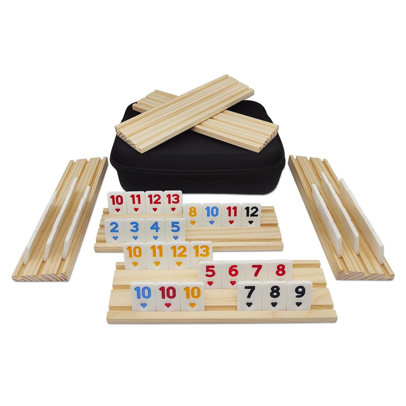 Rummy Cube 6 Player Edition With 6 Wooden Racks, Rummy Cube Game With Case