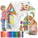 Gingerbread House Craft Kit for Kids with 24 Crayons, Life-Size Coloring Playhouse