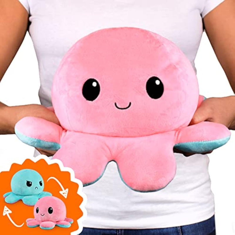 Original Reversible Big Octopus Plushie Pink + Blue Huggable And Soft Senso