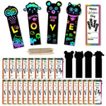 28 Set Valentine’s Day Scratch Bookmarks with Cards, DIY Magic Color Craft for Kids