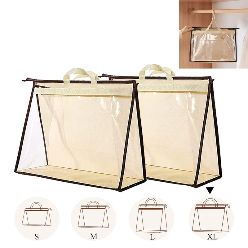 2Pcs Dust Bags For Handbags Clear Purse Storage Organizer Non-Woven Hanging Bag