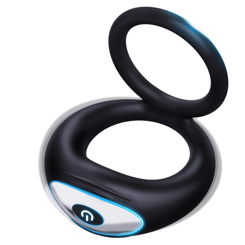 Vibrating Cock Ring With 10 Powerful Vibrating Modes Double Silicone Penis Vibrators Dildo, Penis Cock Stimulator Sex Toys Vibrators For Men Female Couple, Adult Sex Toys & Games Black