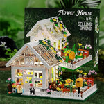 Flower House Building Mini Set With Led, City Street View Greenhouse Building Blocks Toy, Valentine Xmas Gift For Friends Or Girls 8-12 Year