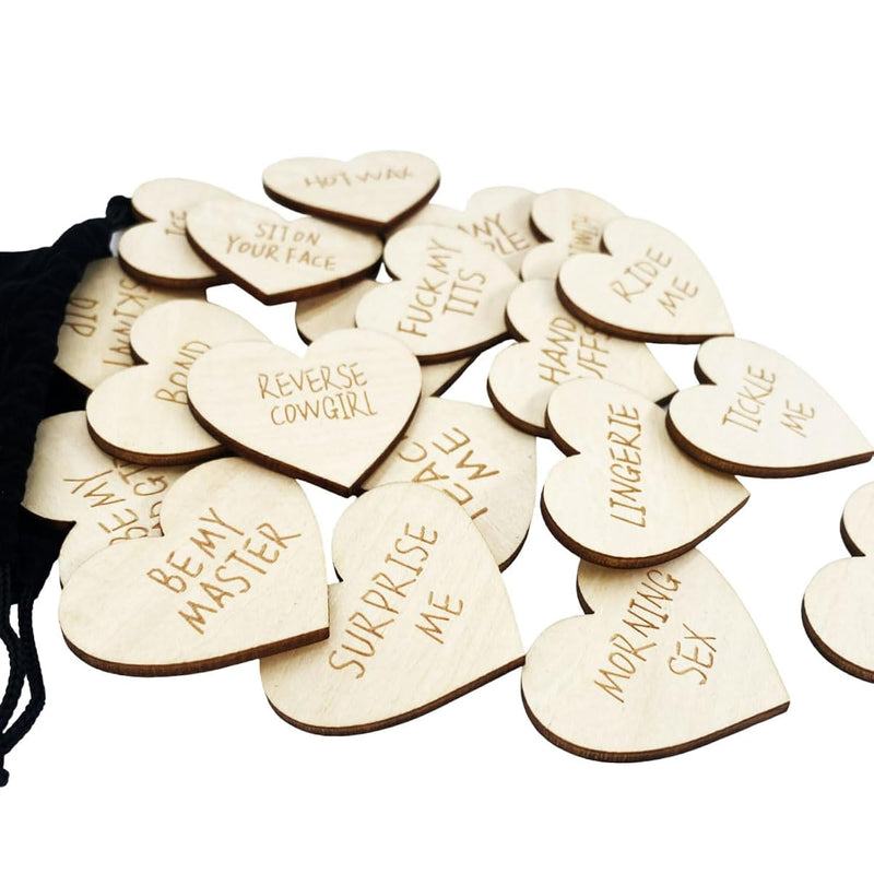 20Pcs Funny Tokens Sex, Date Night Ideas Activity Tokens Games Funny Wooden Couples Wedding Anniversary Token Gift Romantic Funny Sex Token Gift Valentines Ideas Games Gifts (Pack 2, Heart-Shaped)